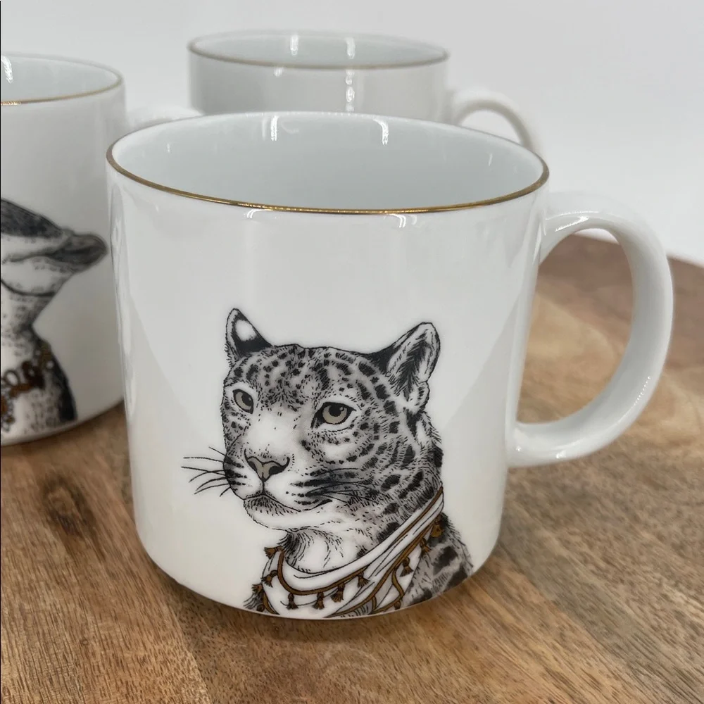 West Elm + Rachel Kozlowski Gilded Dapper Animal Print Mugs-Set of 3